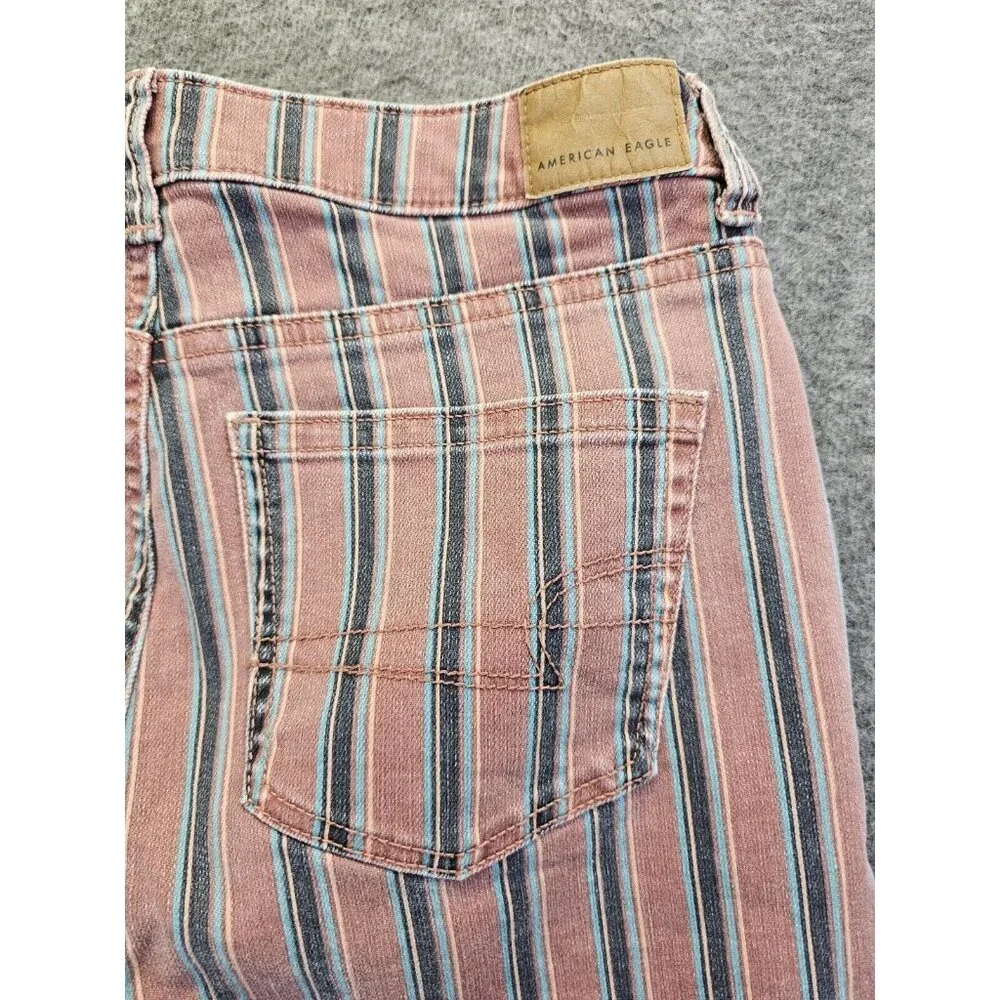 American Eagle Outfitters Pink and Blue Striped Straight Leg Jeans - Picture 4 of 11